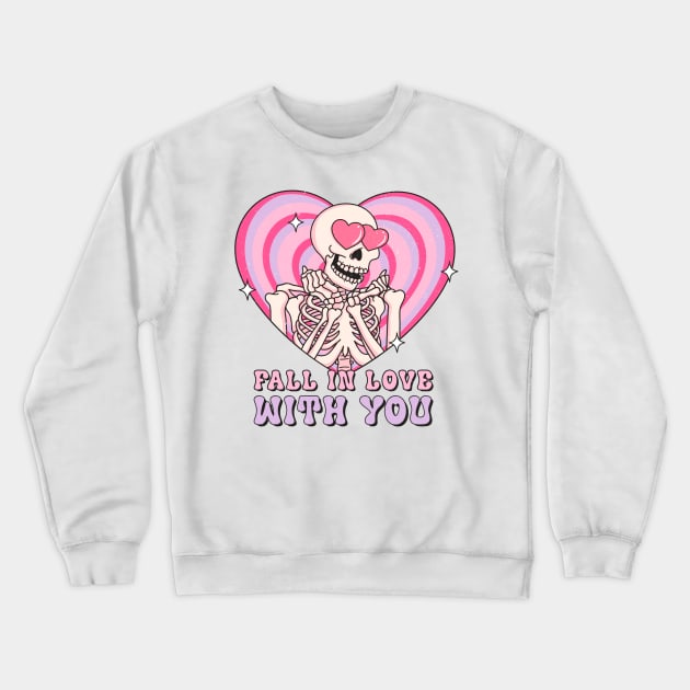 "Fall In Love With You" Skeleton Lover Crewneck Sweatshirt by FlawlessSeams